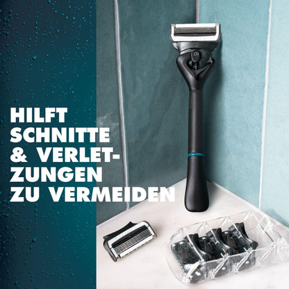 Gillette Intimate Shaving Kit for Men, Men's Razor + 8 Razor Blades + 2in1 Shave and Shower Cream for Intimate Areas (177 ml) + Includes Shower Holder & Travel Case, Gift for Men