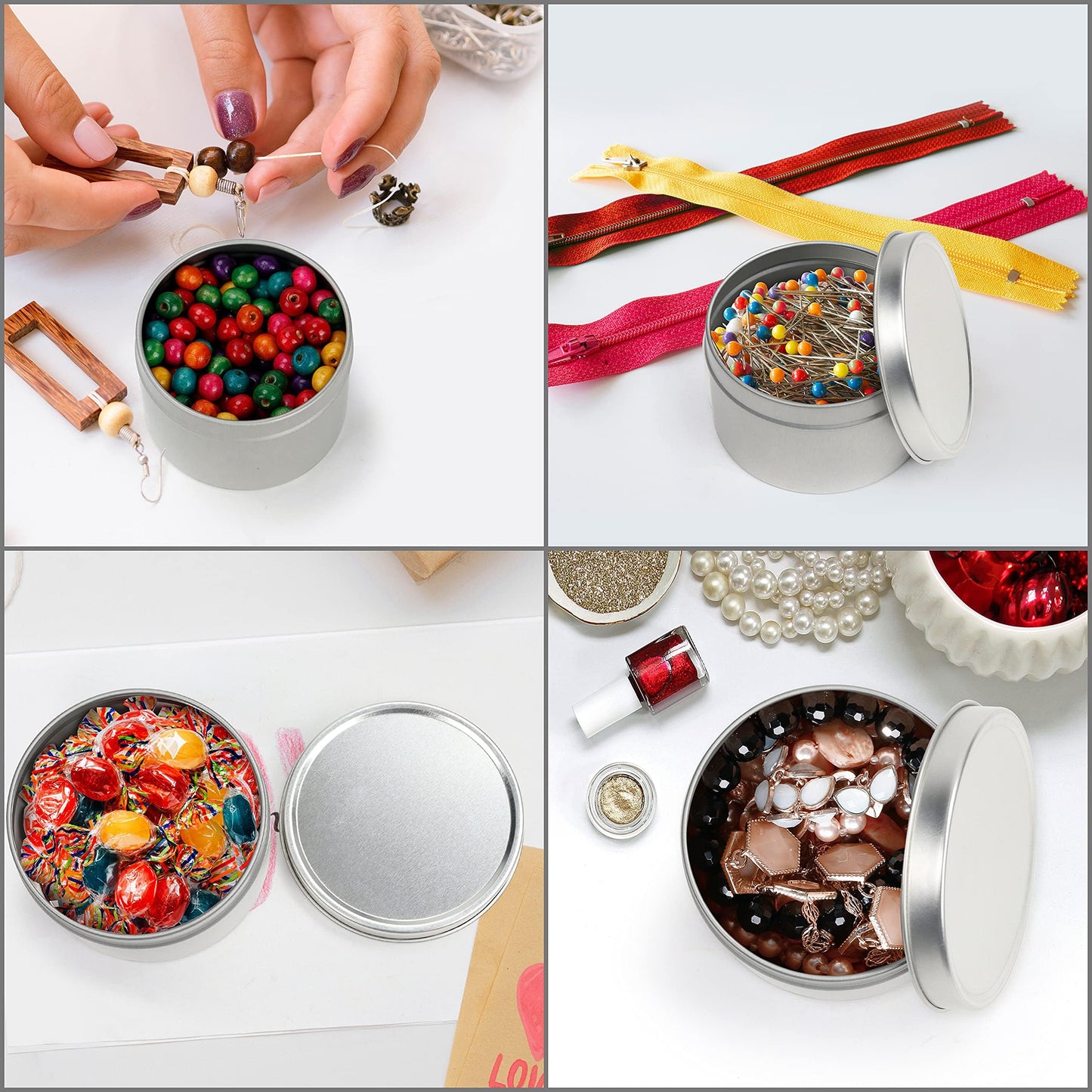 BELLE VOUS Metal Tins with Lids for Candle Making (24 Pack) 120ml Reusable Round Candle Jars with Lids for Crafting, Traveling & Camping, Metal Soap Tin, Cosmetic Tin with Lid