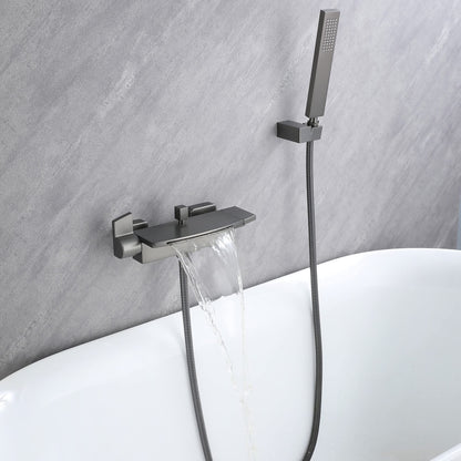Bathtub faucet waterfall faucet bathtub mixer with shower tub faucet, tub faucet waterfall, bathtub faucet set, brass bathtub faucets (gray)