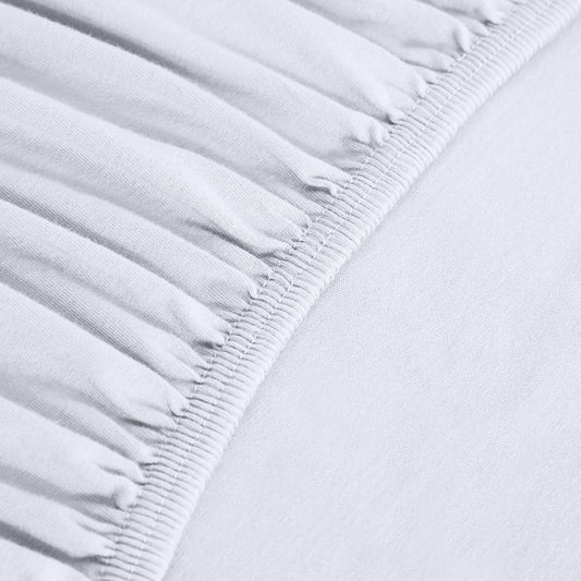 AmazonBasics Fitted Sheet, Jersey, White - 200 x 200 cm