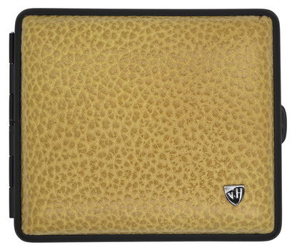 1912 VOM HOFE MANUFACTURE Cigarette Case Genuine Leather, Handmade in Germany, Beige lizard with matte black frame, 85mm, fits 18 cigarettes - Case, Cigarette Holder