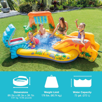 Intex 57444NP - Inflatable Play Center Dinosaur, Vinyl, Multicolor, 249x191x109 cm