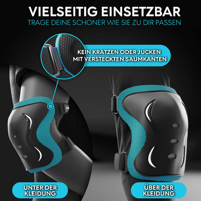 SKATEWIZ Adult Inline Skate Guards - Protective Gear - Skate Protectors for Women and Men - Knee and Elbow Pads - Skating Knee Pads - Impact Size L Blue