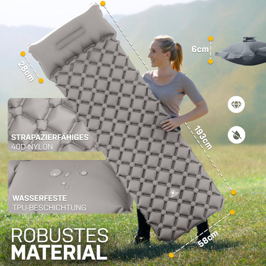 NORDBÄR® Camping inflatable sleeping mat & Ultralight [with or without pillow]| Iso air mattress small pack size for camping, outdoor & trekking| Camping pad, sleeping pad, travel mattress