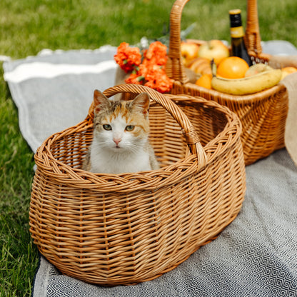 Creative Home Large Picnic Basket Wicker Basket with Handles Shopping Basket Car Basket | 45 x 32 x 34 cm (+/- 1 cm) | Large, Lightweight | Natural Brown | Handwoven | Versatile, Durable Easter Basket Woven