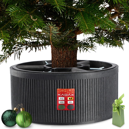 KADAX Christmas tree stand made of recycled plastic, for real trees up to 150cm tall. Graphite color.
