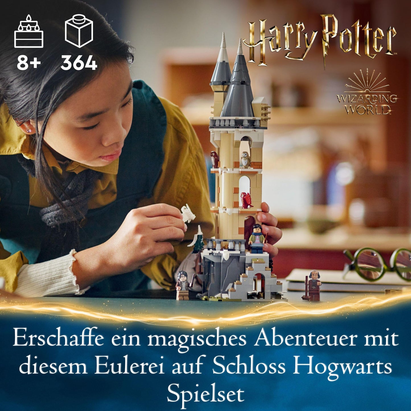 LEGO Harry Potter Owlery at Hogwarts Castle, adventure set with toy animals and 3 mini-figures, movie-themed toy for kids, gift for girls, boys, and all fans aged 8+ 76430