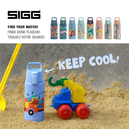 SIGG - Insulated kids water bottle - Shield Therm One Whale Friend - Suitable for carbonated drinks - Leak proof - Dishwasher safe - BPA free - 90% recycled stainless steel - Brushed & Blue with whale - 0.5L