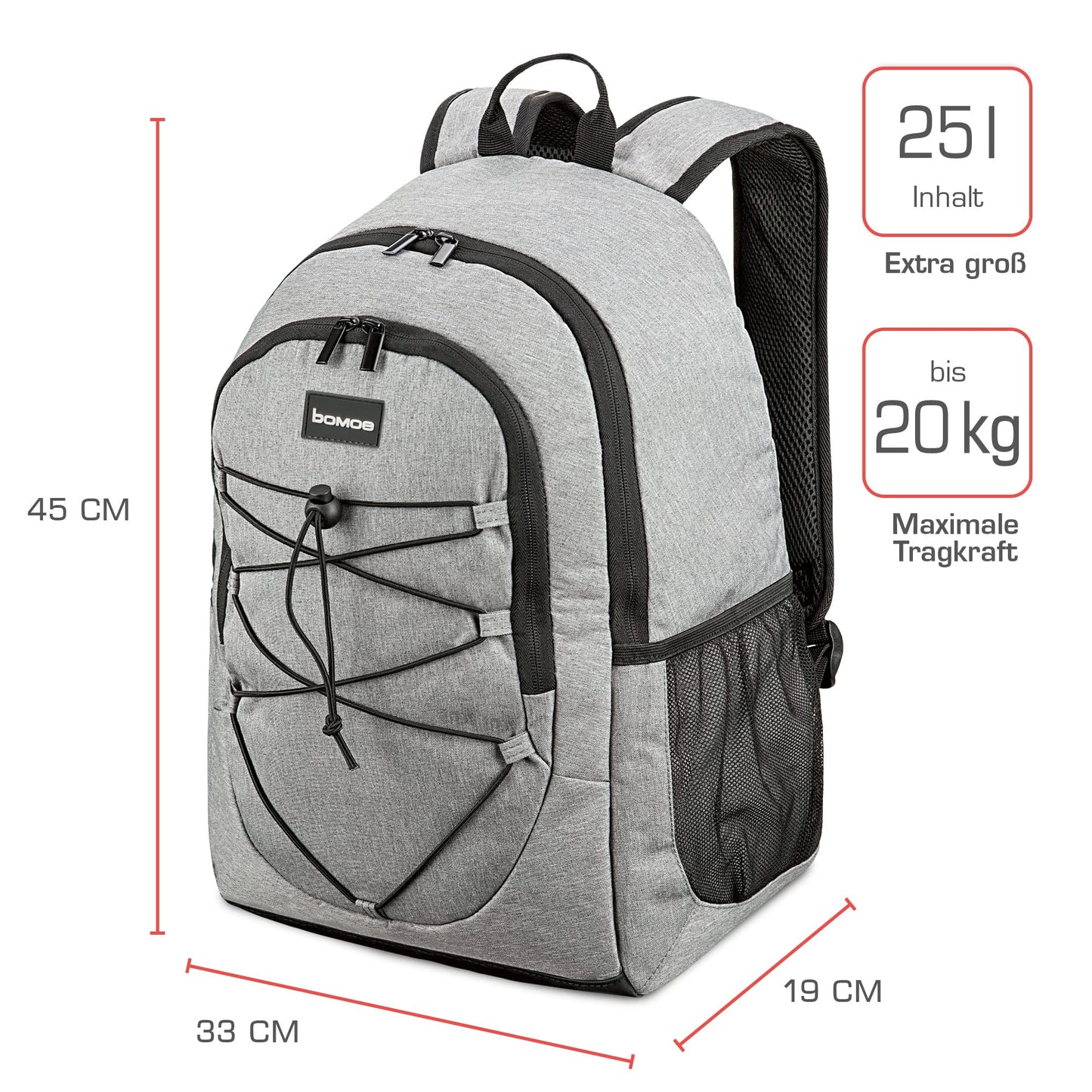 bomoe Cooler Backpack 25L - Outdoor backpack with 16h cooling function - Beach backpack with plenty of pockets to store items - Insulated cooler backpack - Grey cooler backpack - IceBreezer KR45