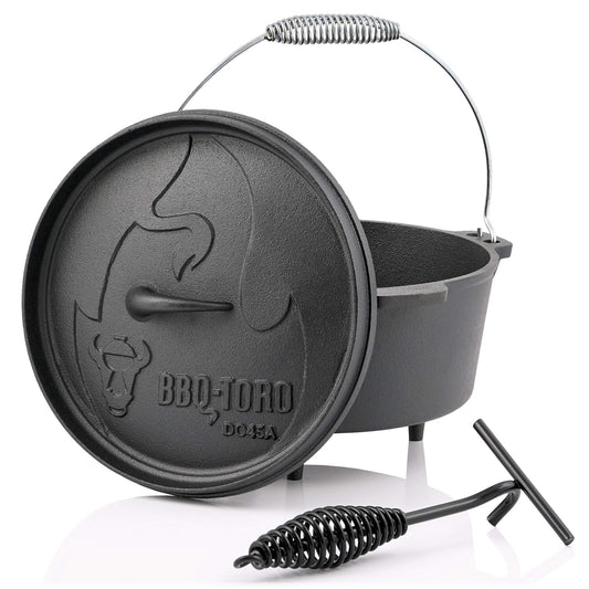 BBQ-Toro Dutch Oven Alpha Series | 3.1 liters (DO45A), pot with feet | already seasoned - preseasoned | cast iron cooking pot | roaster with lid lifter