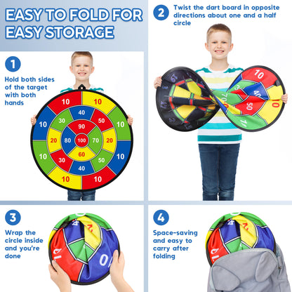 29" Double-sided Dart Board Kids Game with 12 sticky balls, 6 darts, throwing game, indoor/outdoor sport fun party game, toy, birthday gifts for 3 4 5 6 7 8 9 10-12 year old boys girls