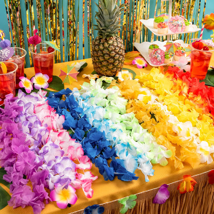 JOYIN 60 Pieces Hawaiian Leis Necklace, Tropical Luau Flower Lei for Dress, Party Favors, Beach, and Themed Birthday (5 Dozen)