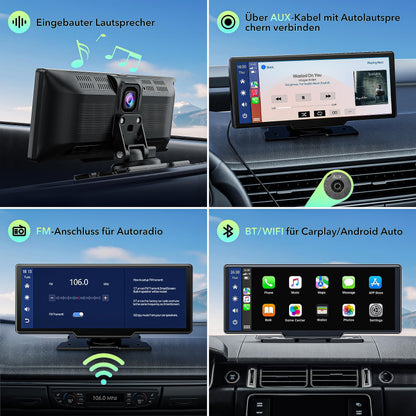 Lamto Wireless Apple Carplay & Android Auto receiver with 2K dashcam Front, 1080P rear camera, 9.26-inch touchscreen Wireless Carplay with Siri/Bluetooth 5.0/FM/AUX/Mirror-Link/64G SD card