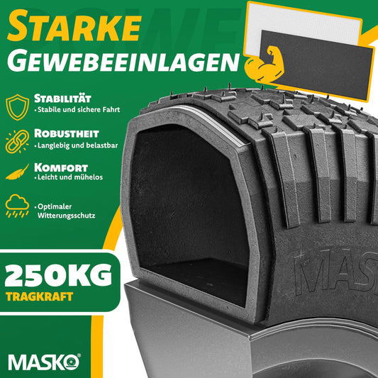 MASKO® wheelbarrow wheel pneumatic tire 250kg replacement wheel air-filled wheelbarrow garden cart 40cm/15.6" extra-wide 9.5cm air wheel puncture-proof tire with steel rim & gloves carbon steel ball bearing