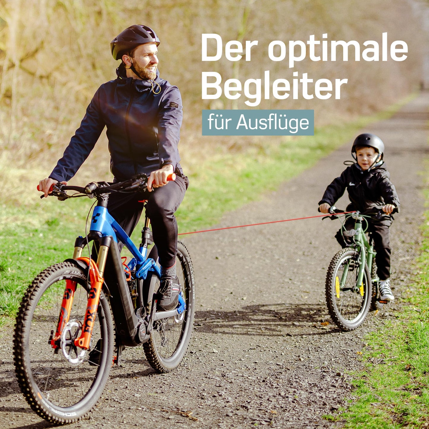 Bicycle tow rope for kids and adults, Safe and easy to attach and detach, fits all handlebars, suitable for Woom, max load capacity 120 kg