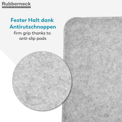 Rubberneck 4-pack non-slip felt seat cushions, square chair pads with anti-slip knobs, light gray
