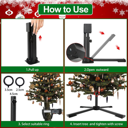 Metal Christmas tree stand, 3 sizes in diameter, universal artificial tree holder for 60 to 280cm, sturdy tree base, foldable stand for tree up to 50kg.