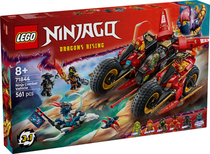 LEGO NINJAGO Ninja Action Speeder - 3-in-1 toy with 2 Ninja bikes, 1 jet, and 6 minifigures, including Kai and Frak - Rise of the Dragons gift for boys aged 8 and up - 71844