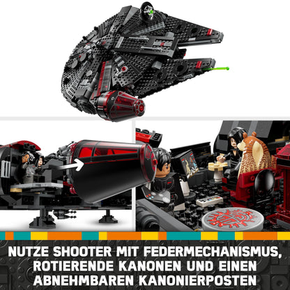 LEGO Star Wars 75389 The Dark Falcon - Display toy with spring-loaded shooters, cannons, and 6 minifigures, including C-3PO - Gift for boys aged 10 and up and adults.