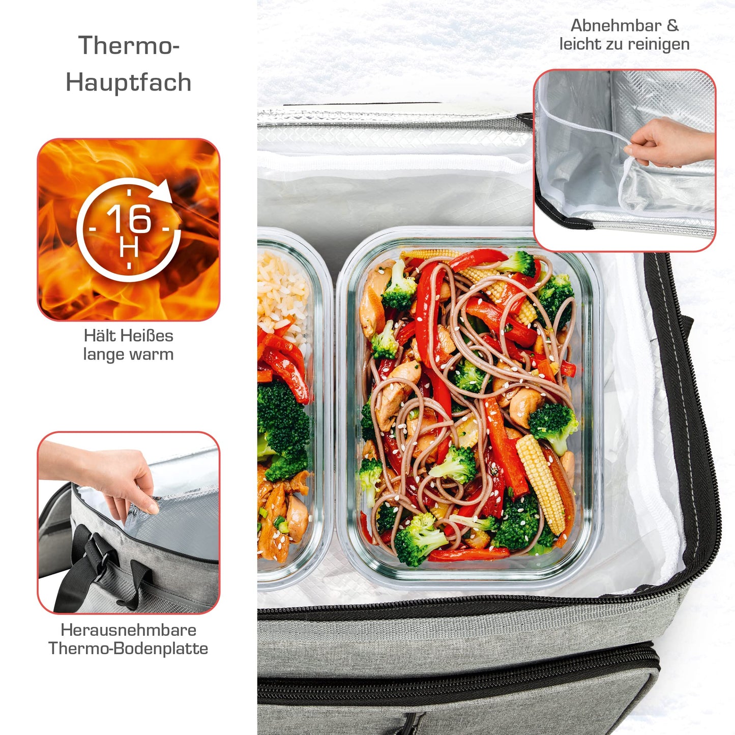 bomoe 52 liter XXL cooler bag foldable - outdoor cooler box 16h cooling function with shoulder strap, waterproof picnic bag thermal bag with storage surface, insulated bag gray - IceBreezer KT53
