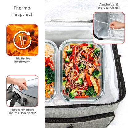 bomoe 52 liter XXL cooler bag foldable - outdoor cooler box 16h cooling function with shoulder strap, waterproof picnic bag thermal bag with storage surface, insulated bag gray - IceBreezer KT53