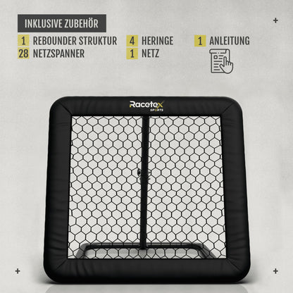 Racetex Rebounder for soccer 100x100 cm [WITH Cover] - Soccer Rebounder with durable construction - Continuously adjustable - Soccer for shooting, passing, and ball reception training (Black).