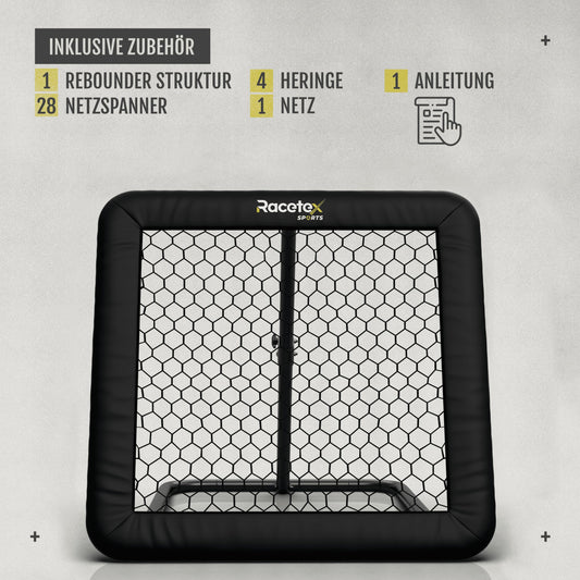 Racetex Rebounder for soccer 100x100 cm [WITH Cover] - Soccer Rebounder with durable construction - Continuously adjustable - Soccer for shooting, passing, and ball reception training (Black).