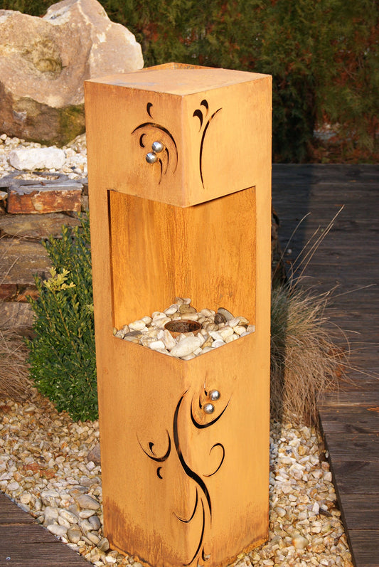 Column of fire Baroque Weathered Rust Metal Garden Decoration Garden Column Torch Fire Column