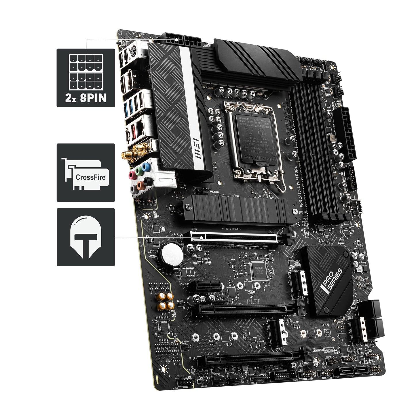 MSI PRO Z690-A WIFI DDR4 ATX motherboard supports 12th Gen Intel processors, LGA 1700 - 14 Duet Rail 55A VRM, Memory Boost 5200MHz/OC, 1 x PCIe 5.0 x16, 3 x M.2 Gen4 x4, 2.5G LAN, Wi-Fi 6.