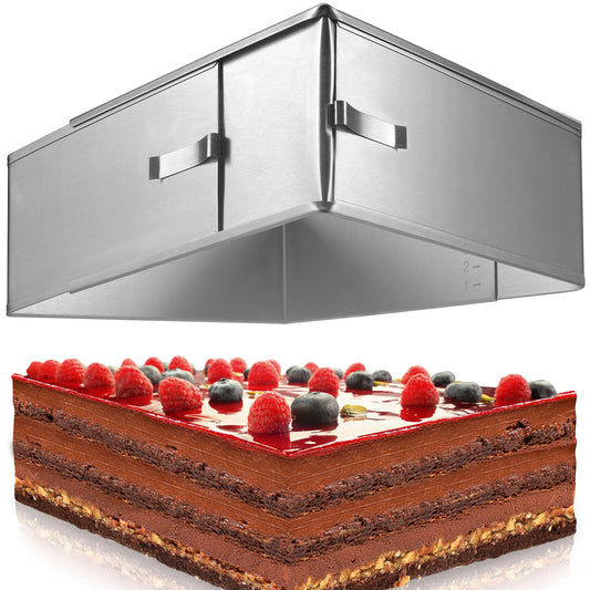 4smile rectangular adjustable baking frame - 8cm high stainless steel rectangular baking pan - rectangular cake mold for baking and preparing layer cakes