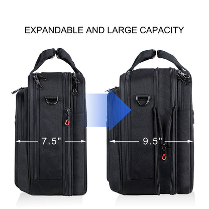 KROSER 18" Laptop Briefcase Fits Up to 17.3" Expandable Waterproof Shoulder Bag Computer Bag with RFID Pockets for Travel/Business/School/Men/Women- Black (MEHRWEG)