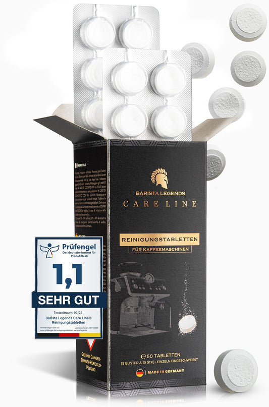Barista Legends Care Line® Cleaning Tablets for Coffee Machines - 50 x 2g - Coffee Maker & Espresso Machine Cleaner Tablets with Clean Protect Formula - Compatible with all major brands