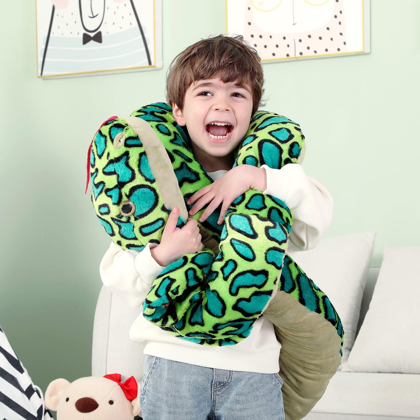 IKASA Big Snake Plush Toy Giant Stuffed Animal, 270cm Large Cobra Stuffed Toy Huge Plush Toy Jumbo Plushies, Gift for Kids