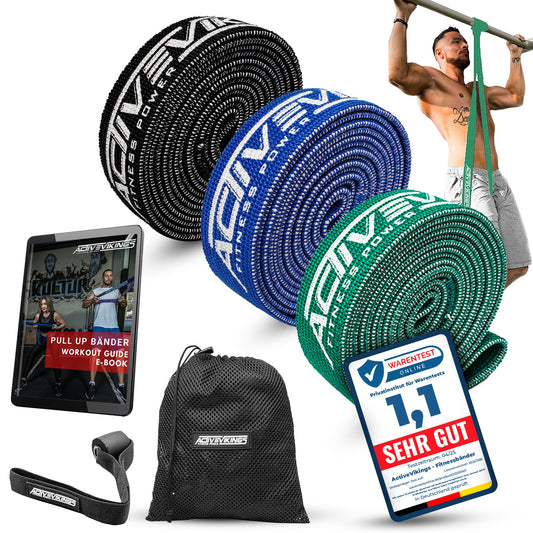 ActiveVikings® Pull-Up Fabric Fitness Bands - Perfect for Muscle Building - Fitness Band Chin-Up Bands Resistance Bands
