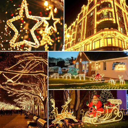 HOUSEPROFI 20M 400LED Light Hose Outdoor, String Lights Powered by Electricity Warm White, IP44 Waterproof & Dimmable with Remote Control, Perfect for Garden, Balcony & Christmas Decor, Ø5mm