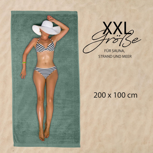 Hausfelder sauna towel XXL 100x200 cm, sauna towel large, unisex sauna towel, 100% cotton (Light green, sauna towel XXL 100x200cm)