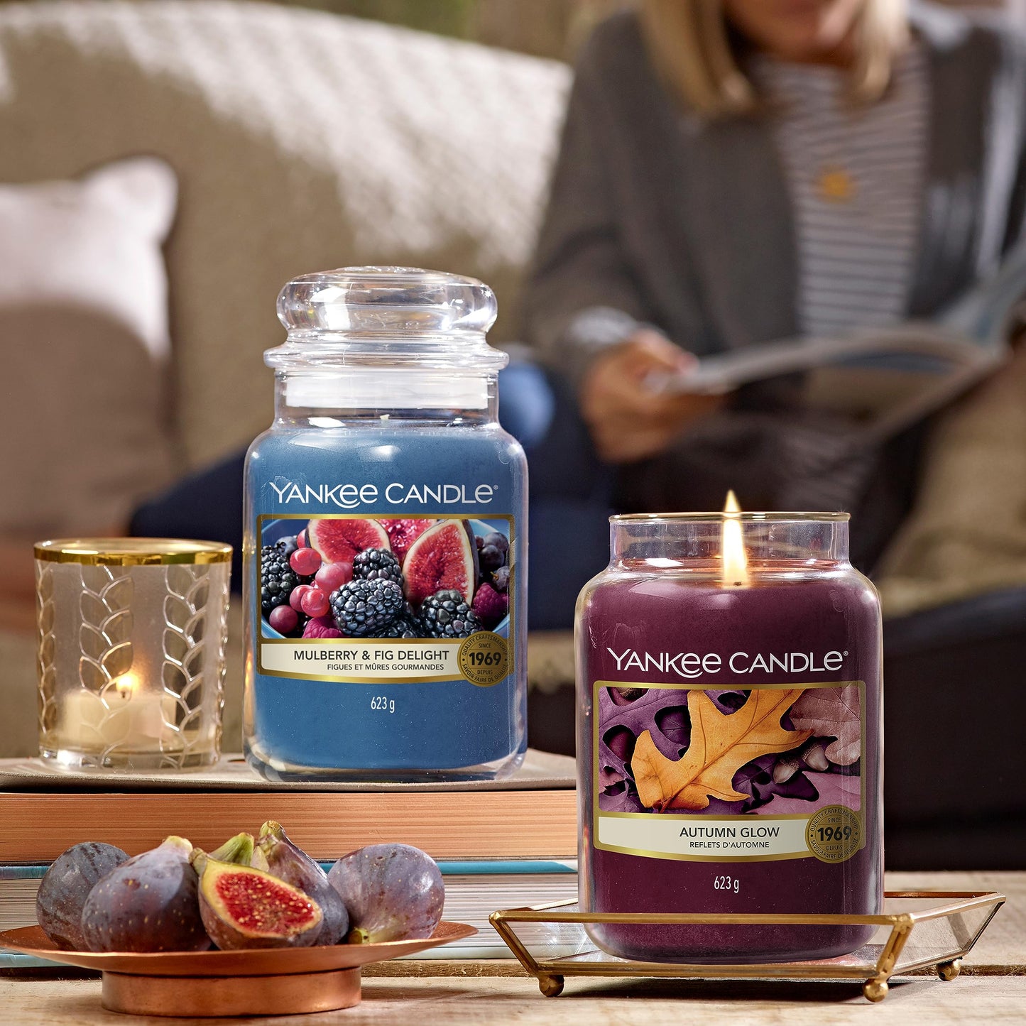 Yankee Candle large jar candle | Mulberry & Fig Delight scent | Long-lasting burn time up to 150 hours | Perfect for Mother's Day | Gifts for women