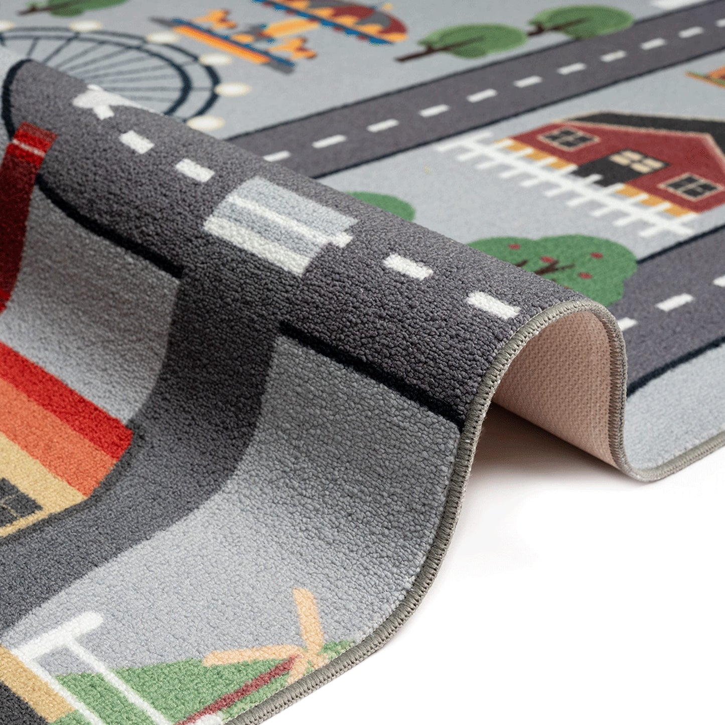 Carpet Dream Children's Play Mat with cityscape background in gray Size 120x160 cm