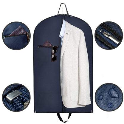 Gentle Mate® 2X Premium Garment Bag Blue with Shoulder Strap including Scented Sachet - high-quality Suit Bag Clothing Bag Business for Travel and Storage of Suits, Shirts, Men's Suit Bag.