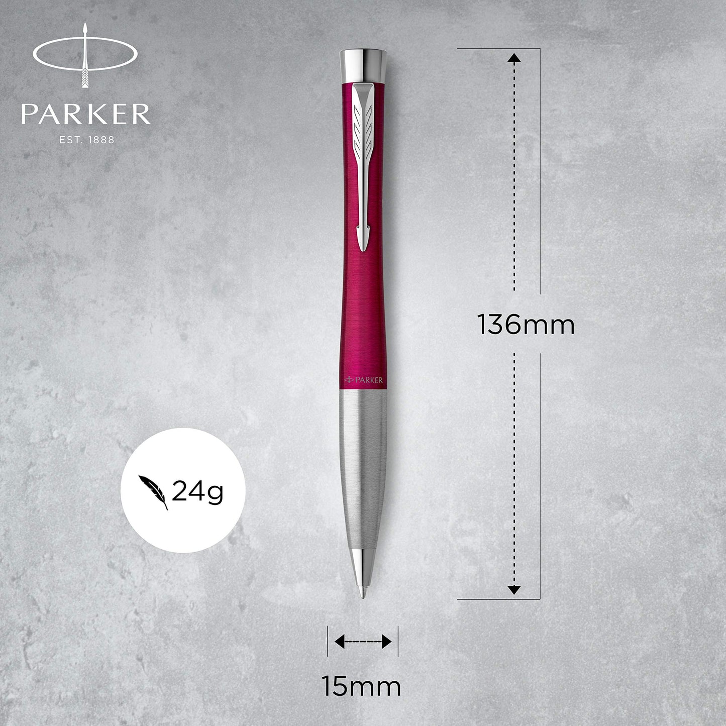 Parker Urban Twist Ballpoint Pen | Magenta with chrome trims | includes blue ink refill cartridge | gift boxed