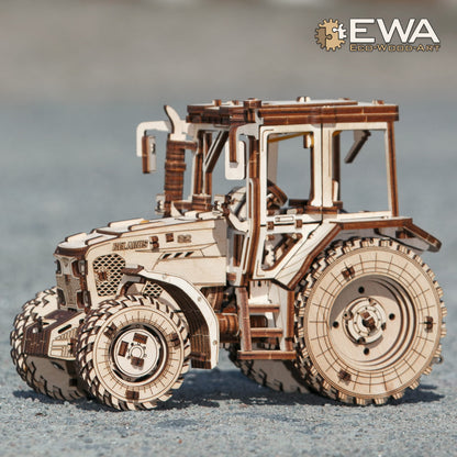 Tractor Wood Model Kit - DIY 3D Puzzle for Adults & Teens 14+ - Wood Puzzle for Adults & Teens with No Glue - Belarus-82 Tractor Model Wood Kit, EWA Eco-Wood-Art, 269 Pieces