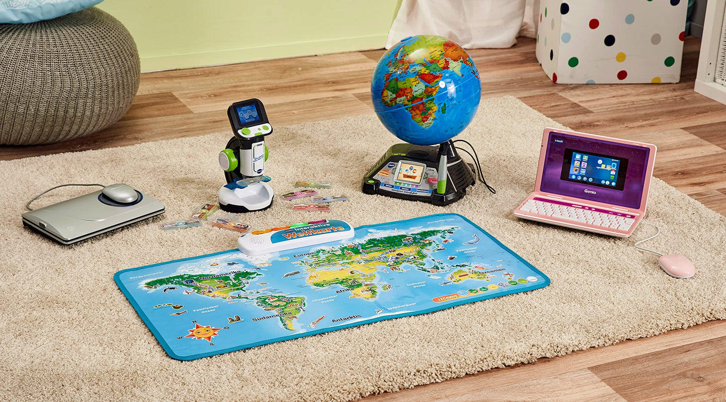 Vtech Genio Learning Laptop in pink - a learning computer with internet access, text program, and educational content on letters, words, math, logic, and more - for children aged 5-12 years.