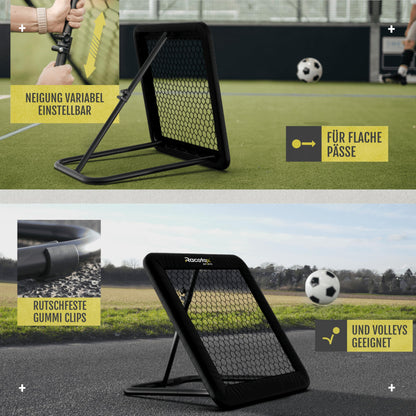 Racetex Rebounder for soccer 100x100 cm [WITH Cover] - Soccer Rebounder with durable construction - Continuously adjustable - Soccer for shooting, passing, and ball reception training (Black).