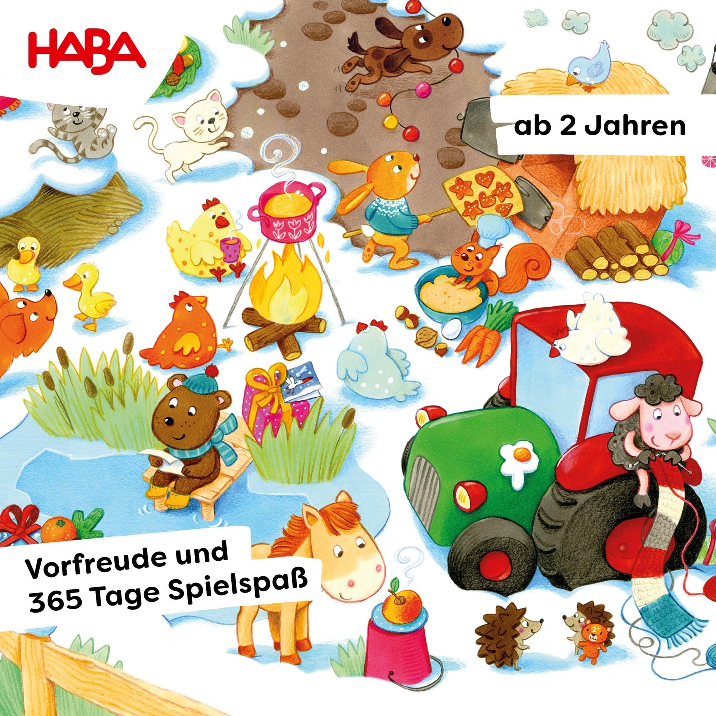 HABA Advent Calendar - Christmas on the Farm - 3D game scene with 24 charming wooden figures - Christmas calendar for children from 2 years - 1303156001