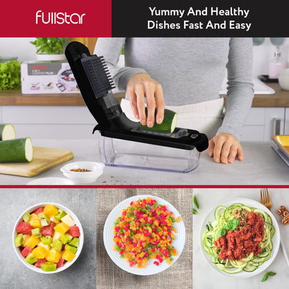 Vegetable slicer, spiralizer, vegetable grater - vegetable chopper, onion cutter, potato slicer, fruit slicer - Vegetable Chopper Cutter Dicer (2-in-1 - Black)