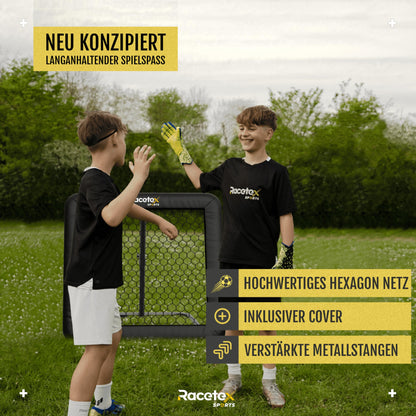 Racetex Rebounder for soccer 100x100 cm [WITH Cover] - Soccer Rebounder with durable construction - Continuously adjustable - Soccer for shooting, passing, and ball reception training (Black).