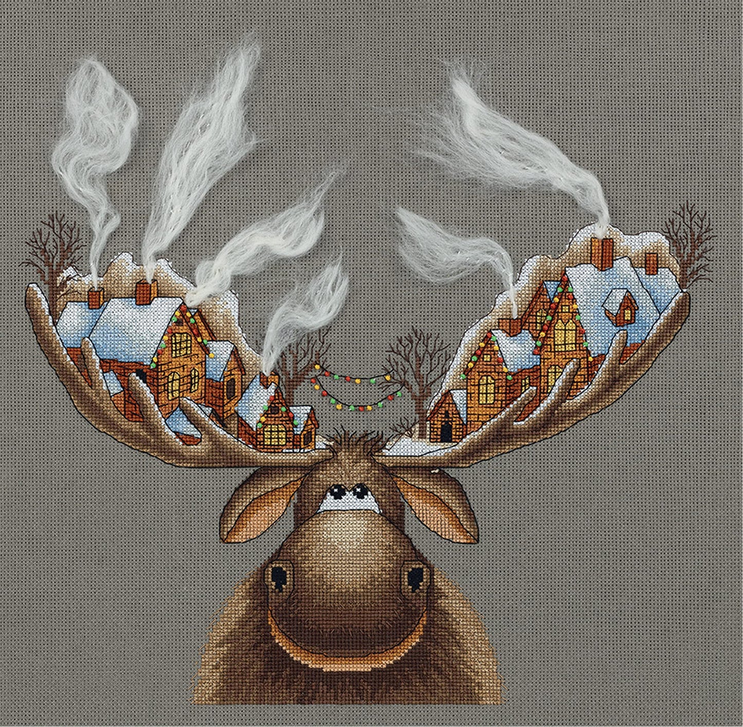PANNA - Cross stitch kit - Christmas elk - ZM-7103 - Adult stitching - Aida fabric - 33 x 28 cm - DIY kit