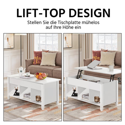 Yaheetech Coffee Table Height Adjustable Lift Top Table Hidden Storage Side Table Wooden Sofa Table for Living Room White