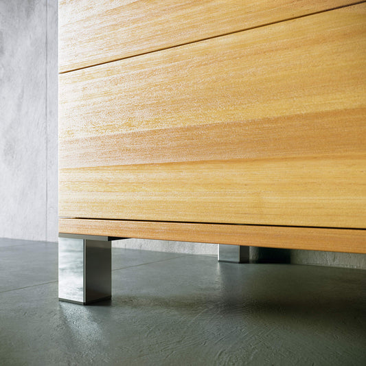 Exclusive Sossai furniture legs E4MF, set of 4, height: 60 mm, chrome, made of aluminum 45 x 45 mm square profile, legs for chest of drawers, cabinet, showcase, bathroom cabinet