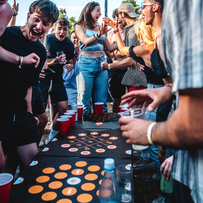 BeerBaller® Multigame Beer Pong Table - 6 party games in one beer pong table | Black frame, foldable & scratch-resistant surface | Ball holder with 6 balls included | Beer pong tables | Drinking games